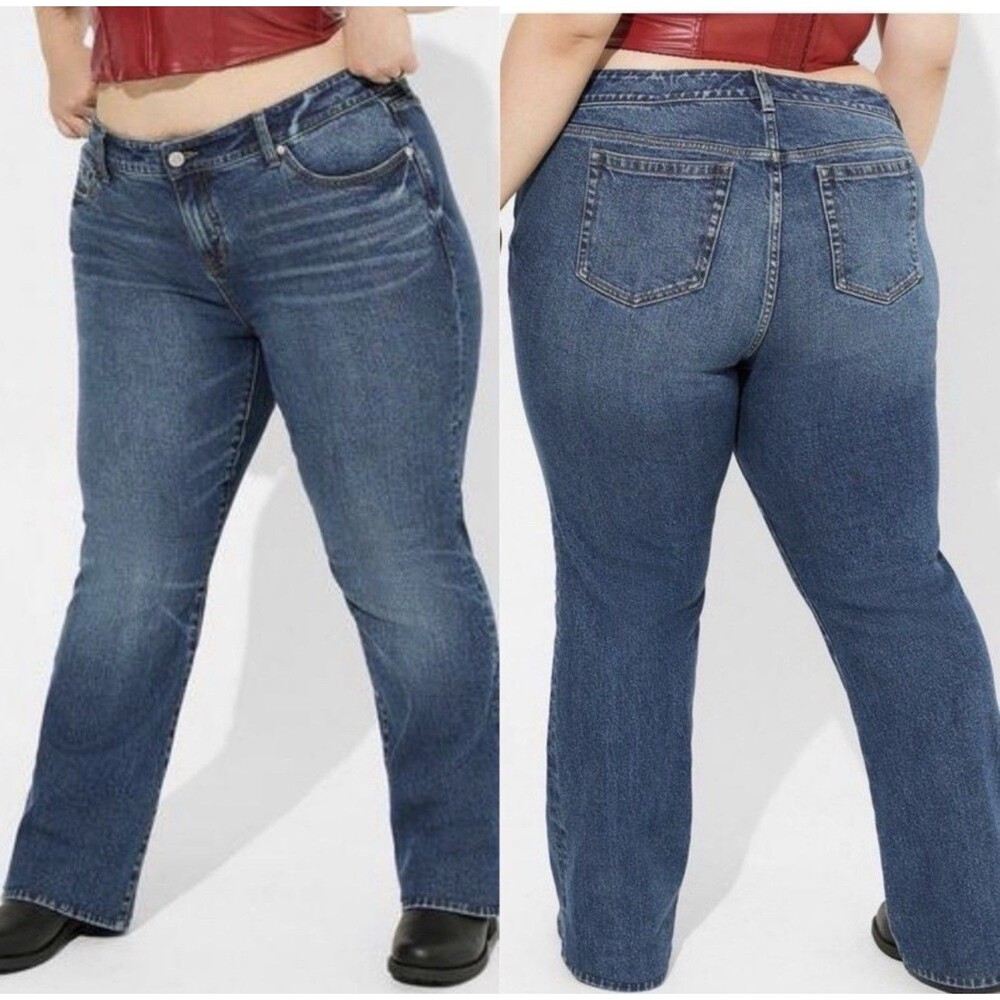 Torrid Mid Rise Slim Boot Cut Jeans Classic Denim Blue 24T Tall Cotton Blend